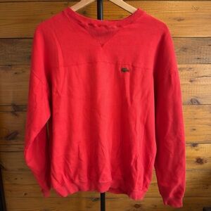 Lacoste Men’s Bright Red Crewneck Sweatshirt Vintage